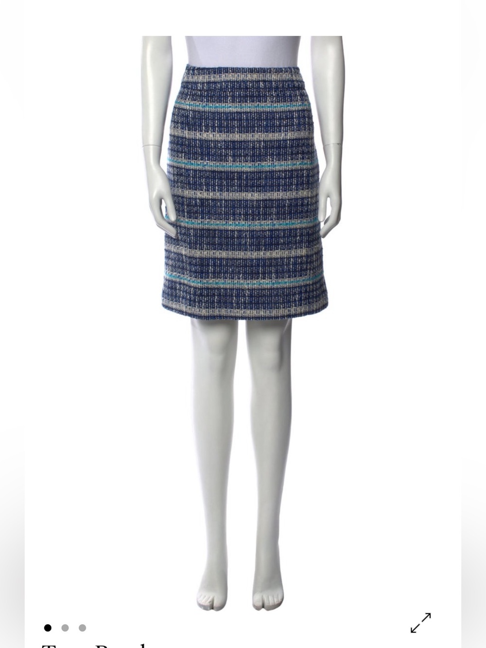 Tory Burch Navy and Aqua Striped Tweed Pencil Skirt // size 6/M